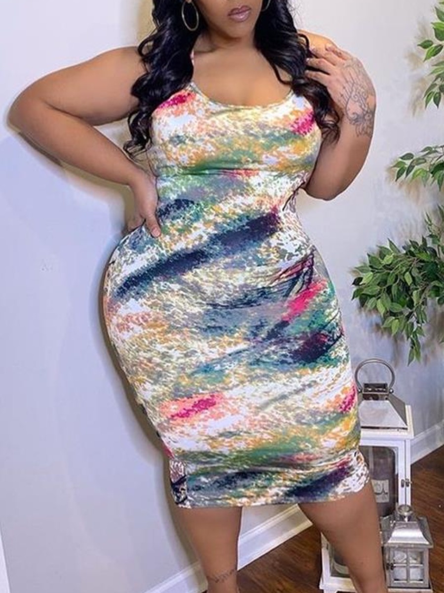 LW SXY Plus Size Pattern Geometric Dress
