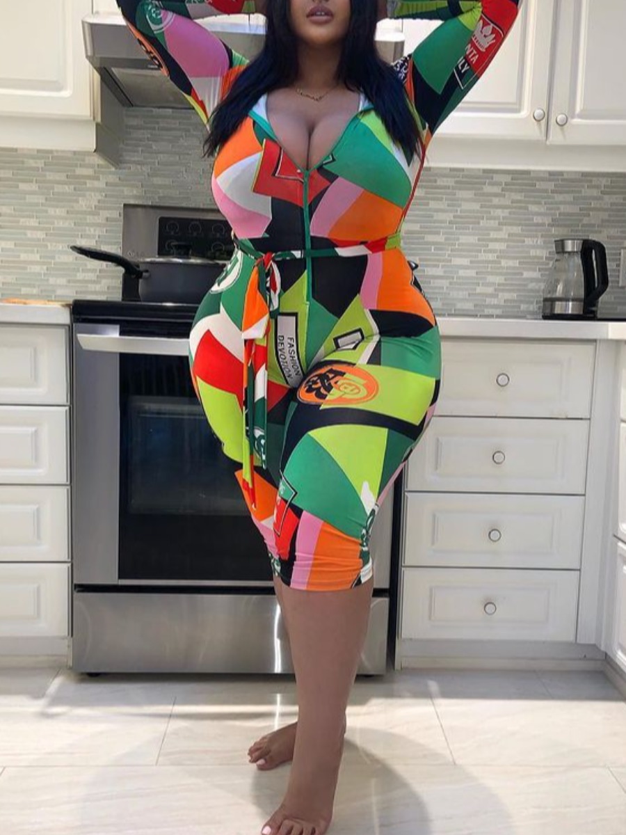 LW Plus Size Pattern Geometric Jumpsuit