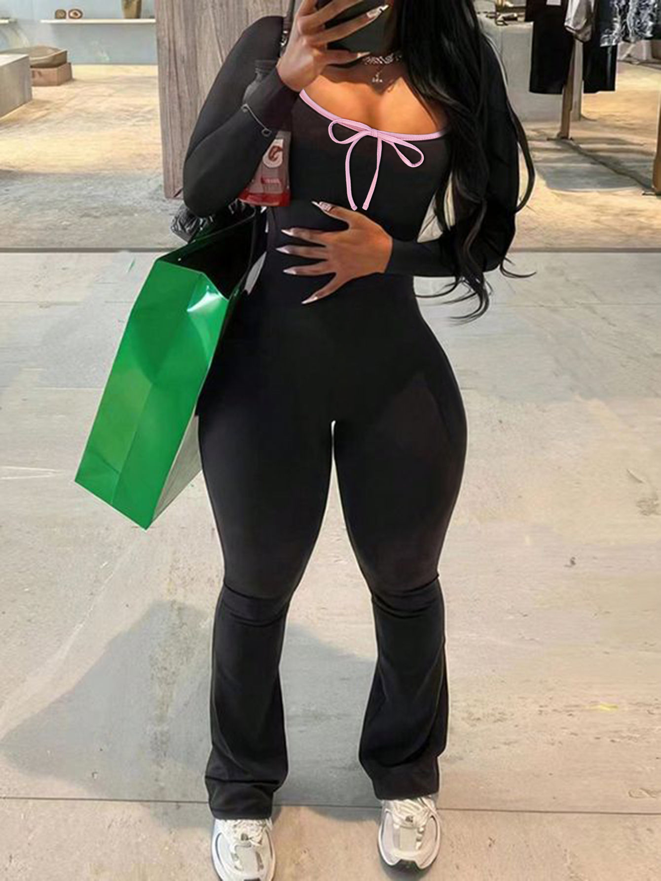 LW Bow Solid Color Jumpsuit