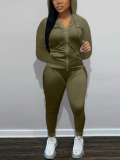 LW BASICS Hooded Collar Kangaroo Pocket Tracksuit Set