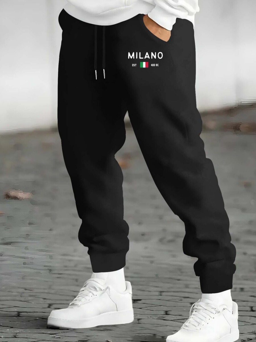 LW Men Pattern Letter Print Positioning Pants/Capr