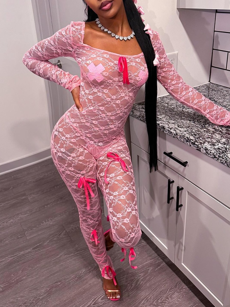 LW Bow Plaid Jumpsuit