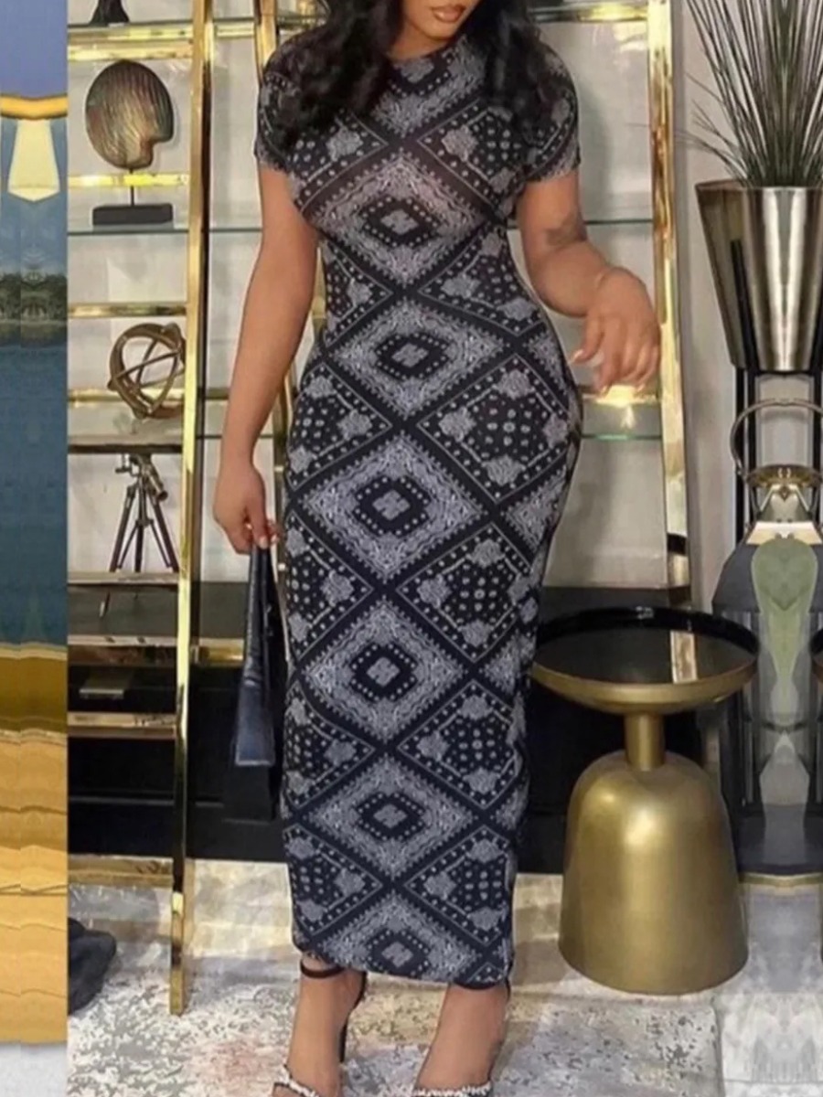 LW Pattern Tribal Maxi Dress