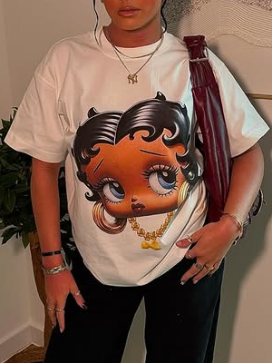 LW Pattern Cartoon Print T-shirt