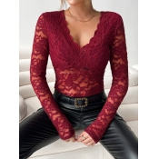 LW SXY Lace Solid Color T-shirt