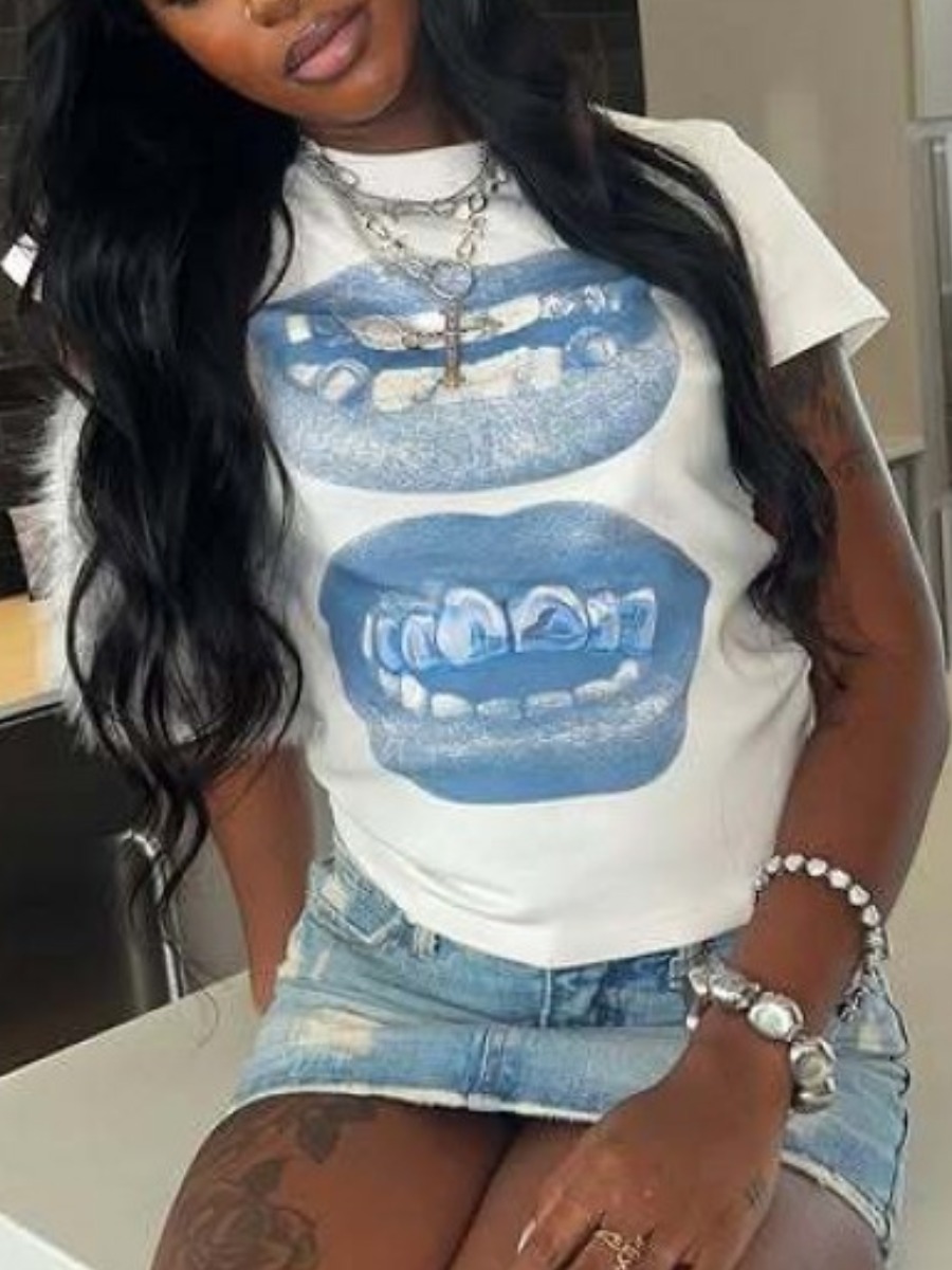 LW Pattern Lip Print T-shirt