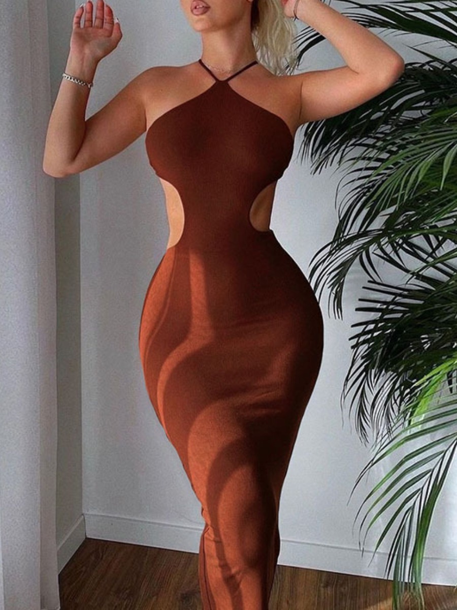 LW Cut Out Solid Color Maxi Dress