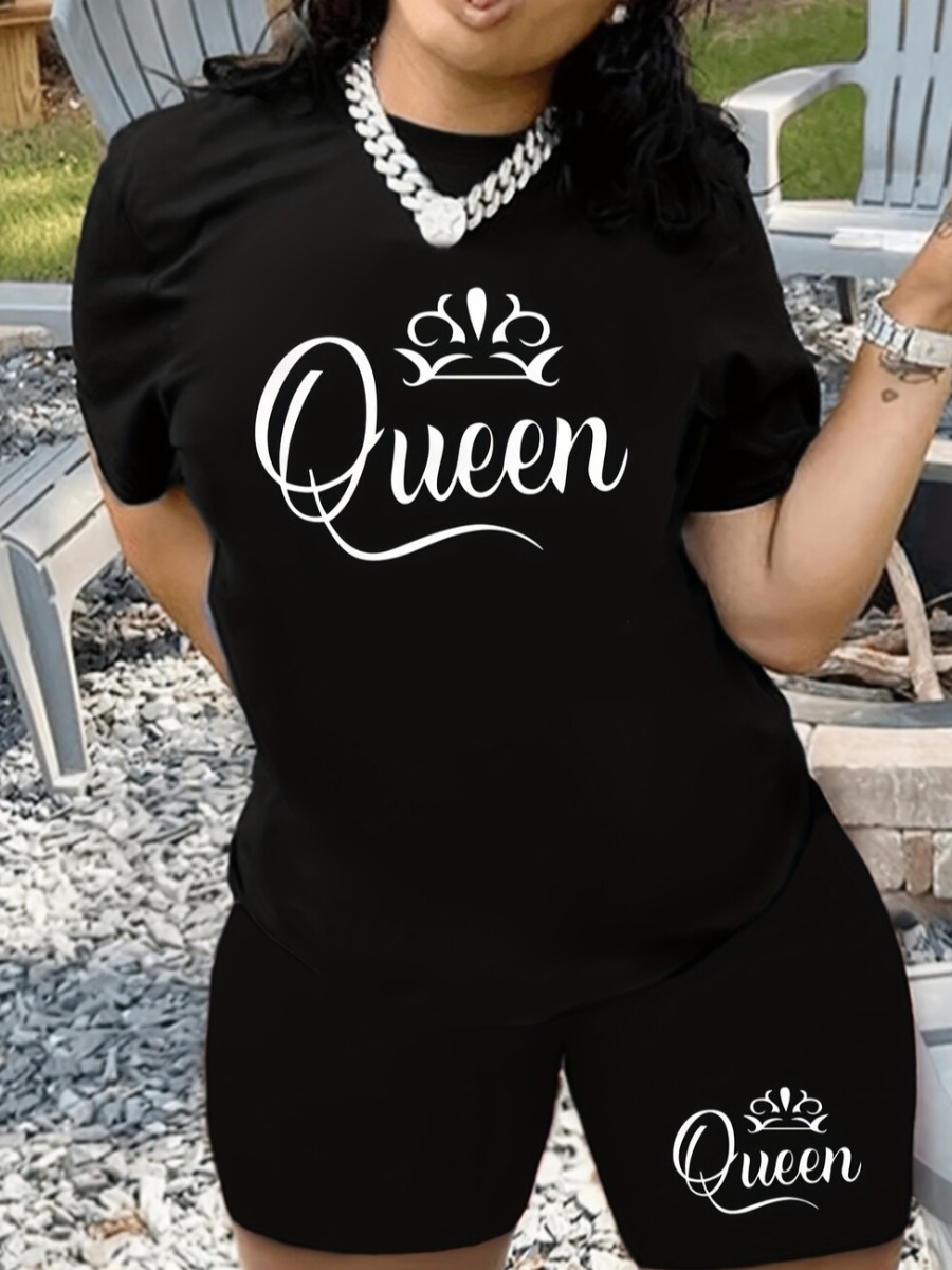 LW Casual Polyester Round Neck Pattern Letter Shor