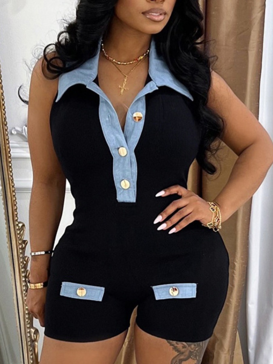 LW Patchwork Color Block Romper