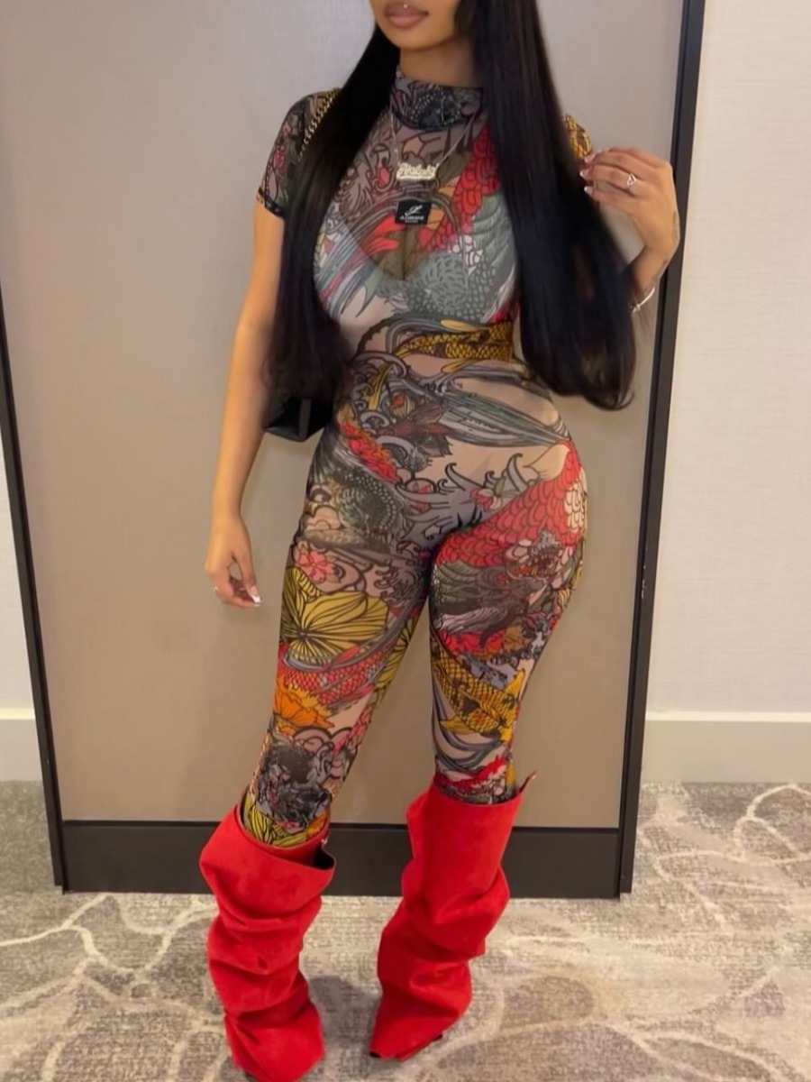 LW Pattern Mixed Print Jumpsuit