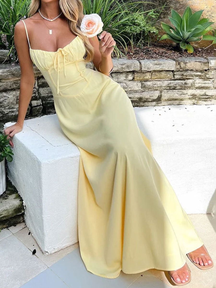 LW BASICS Bandage Design Solid Color Maxi Dress