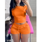 LW BASICS Casual Polyester Sweat Round Neck Solid 