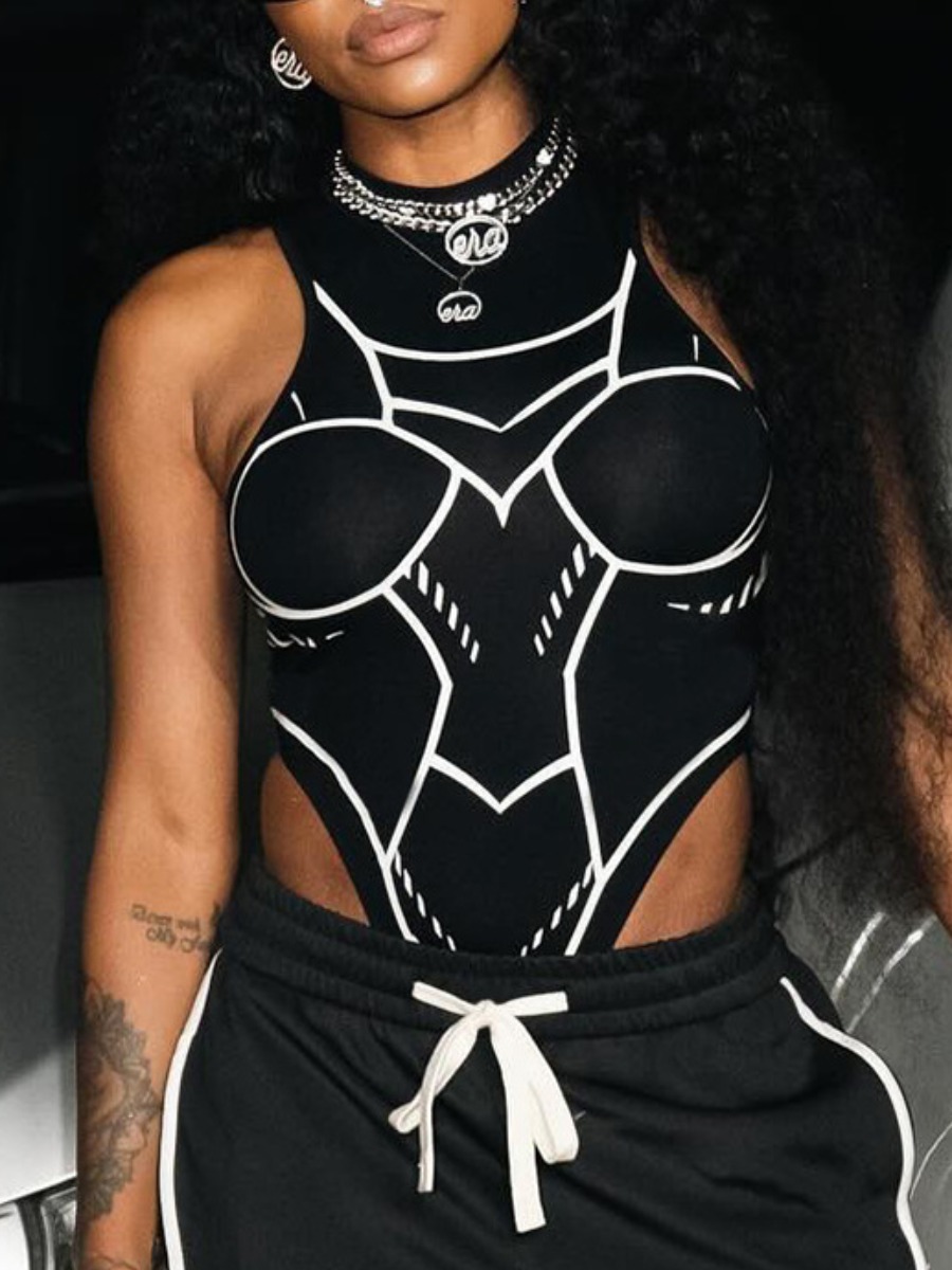 LW Pattern Geometric Bodysuit