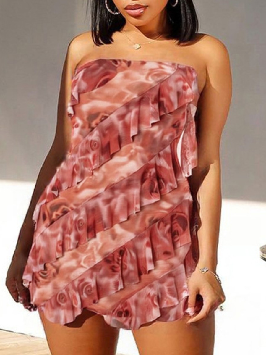 LW Ruffle Floral Mini Dress