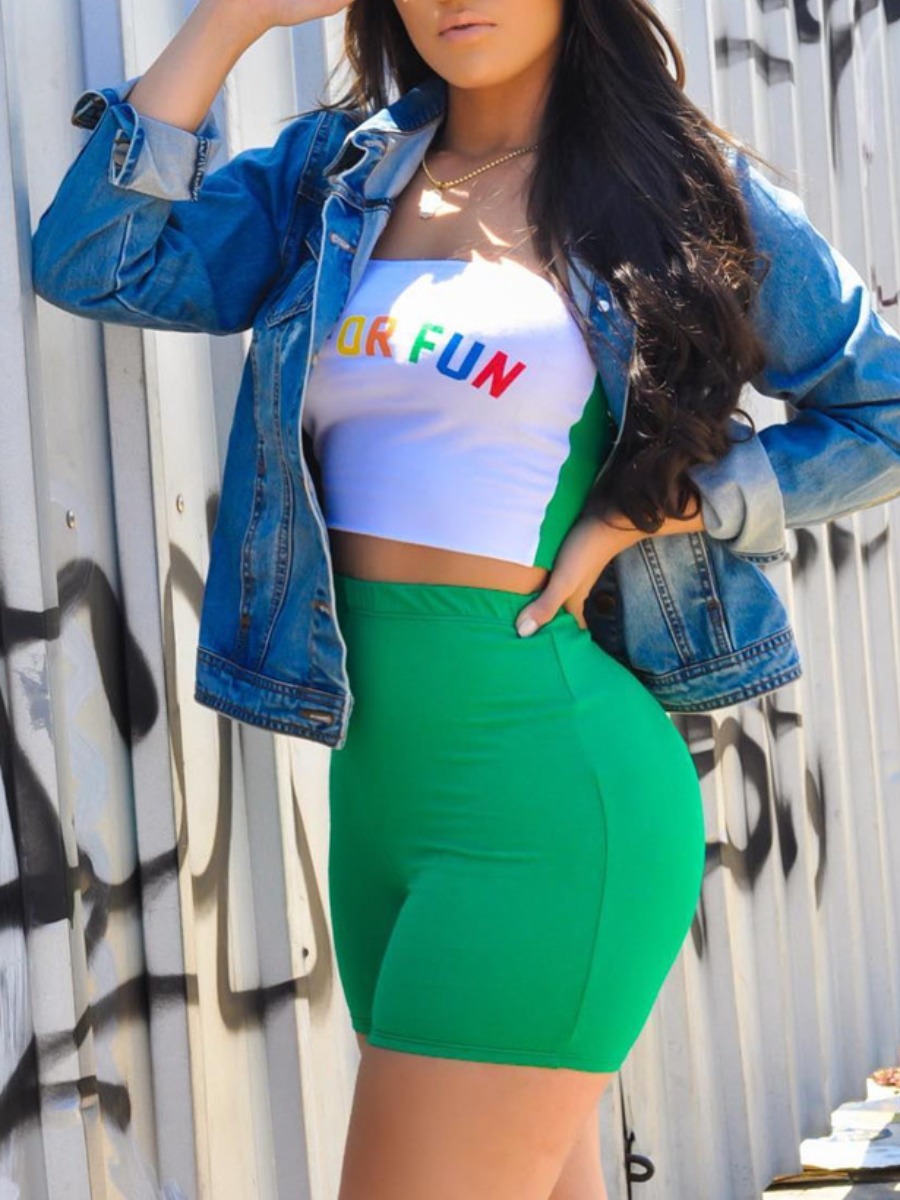 LW Casual Polyester Strapless Pattern Letter Print