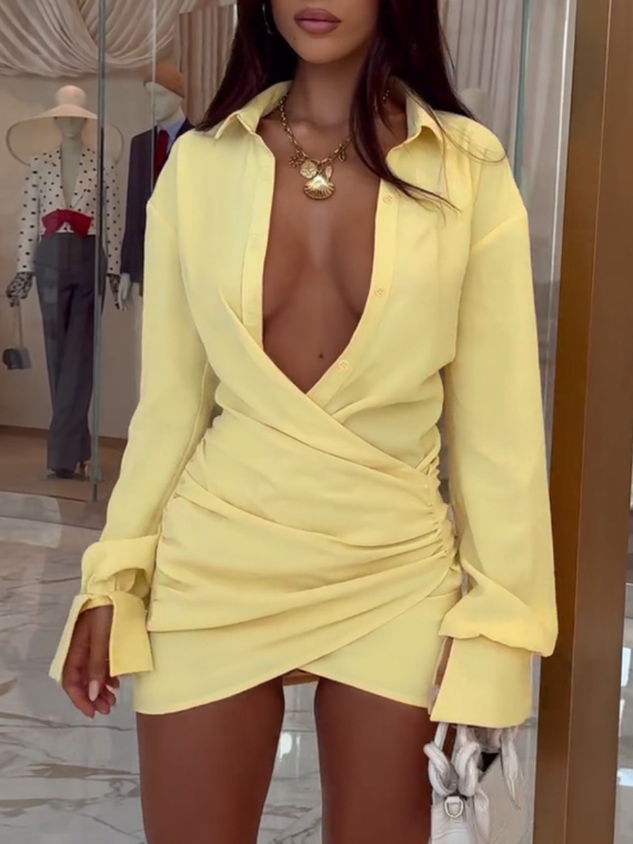 LW SXY Asymmetrical Solid Color Mini Dress