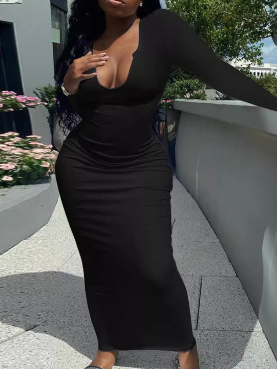 LW SXY None Solid Color Maxi Dress