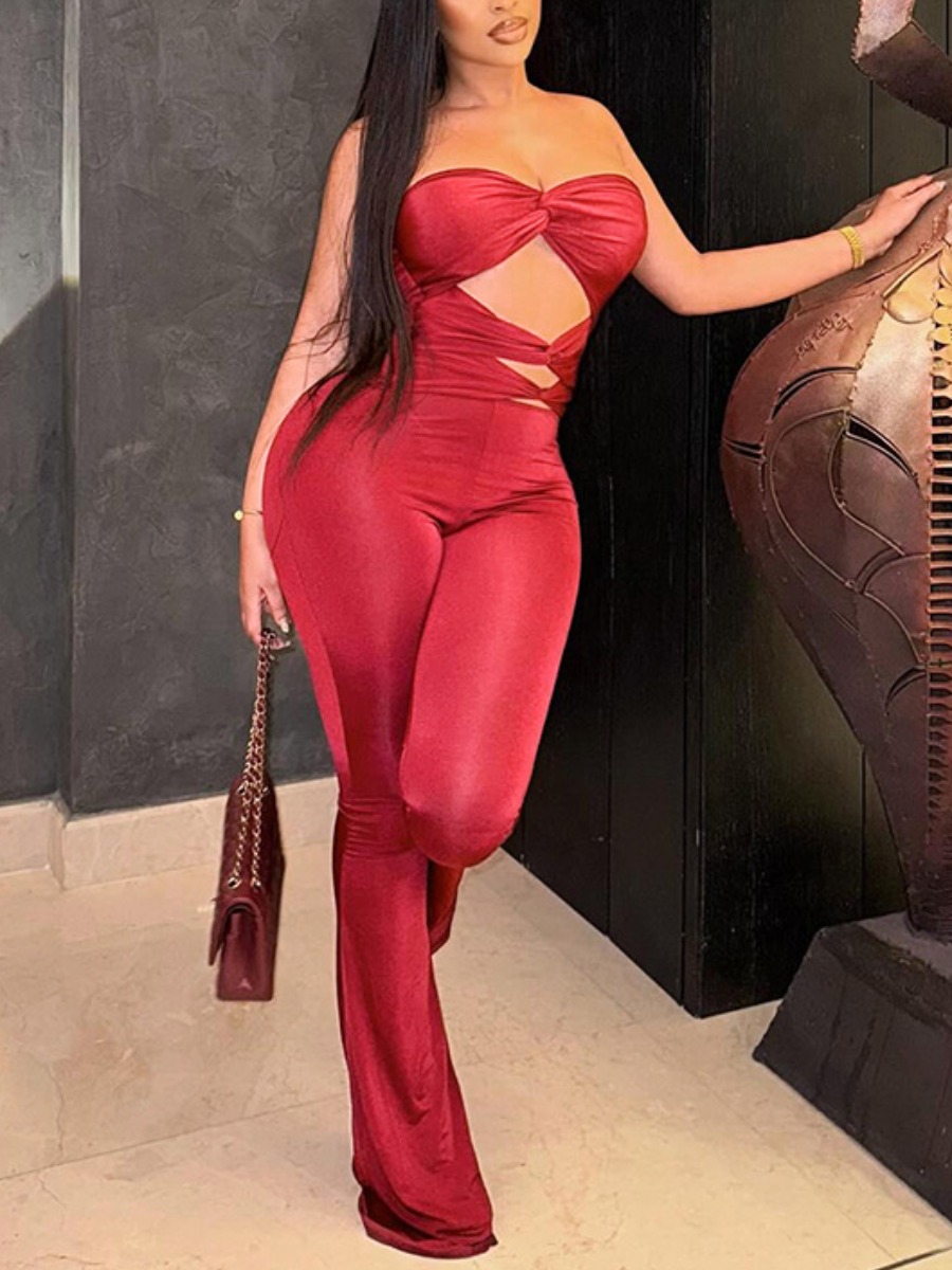 LW SXY Cut Out Solid Color Jumpsuit