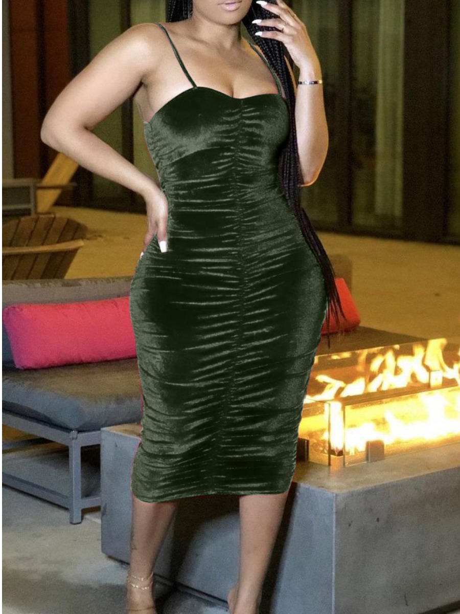 LW Solid Color Midi Dress