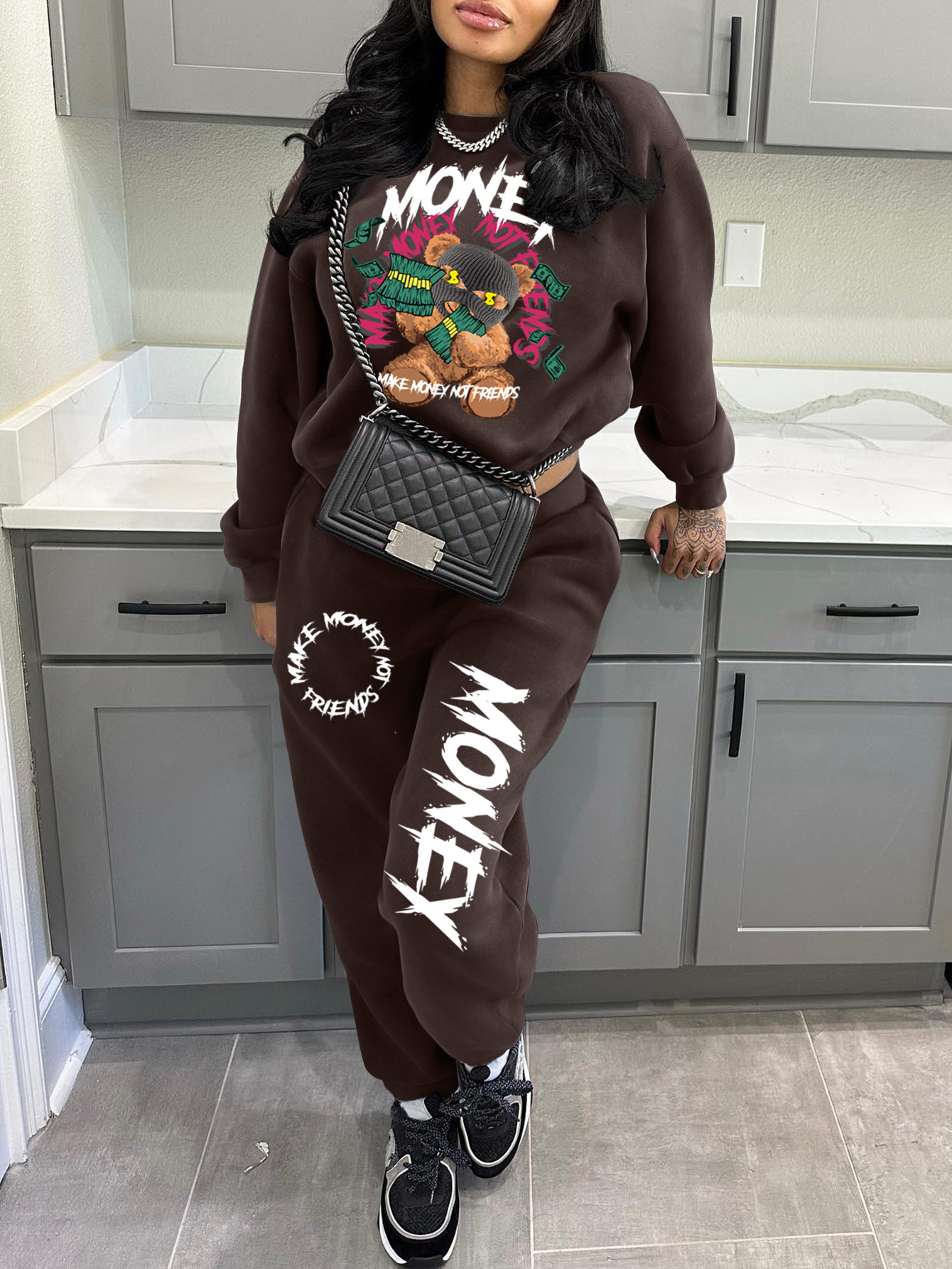 LW Plus Size Pattern Mixed Print Two-piece Pants Set